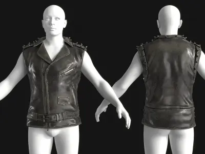 Leather Punk Rock Vest 3D model