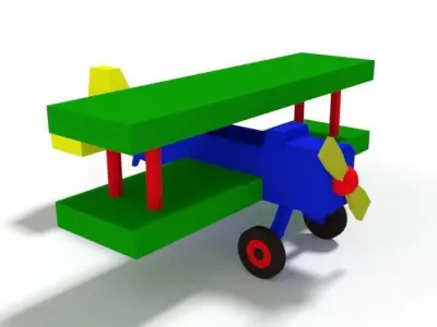 Low Poly Cartoon Biplane Toy Low-poly 3D model