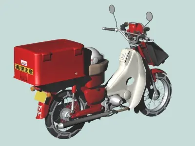 JAPAN POST SHORT CAB Motor Cycle 3D model