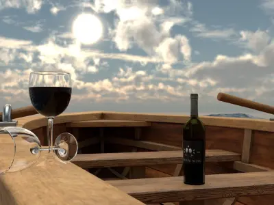 Boat Scene Low-poly 3D model