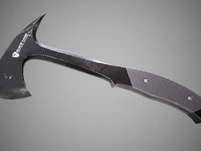 Black level Tomahawk Lowpoly 3D model with PBR Low-poly 3D model