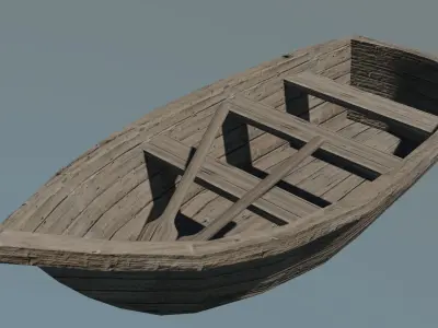 Wooden Boat Low-poly 3D model