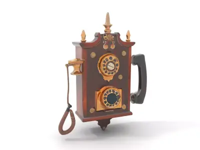 Vintage Wooden Telephone model pack Low-poly 3D model