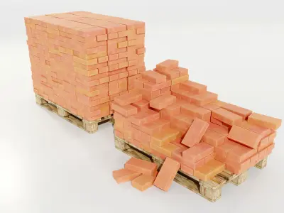 Pallet with Bricks 3D model
