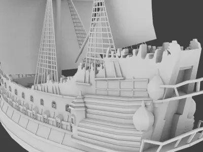Low Poly Pirate Of The Caribbean Flying Dutchman No Texture Low-poly 3D model