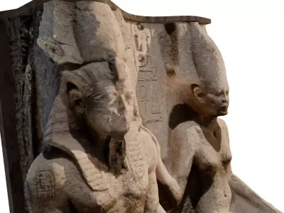 photo scanned Ancient Egyptian statue of a couple 3D model