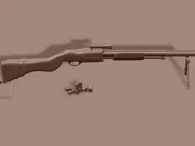 Shotgun Type with Shells 3D model