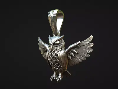 mechanical owl pendant Industrial arts 3D print model