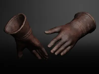 Leather gloves Low-poly 3D model