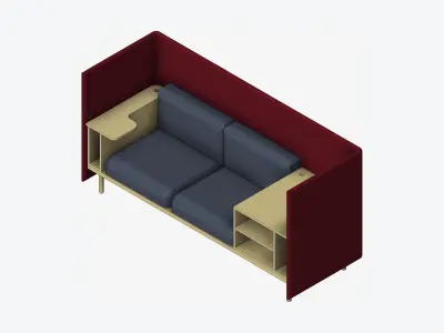 Sofa - Contemporary - Flame - Corner Shelf - Right Work Shelf Low-poly 3D model