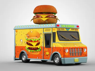 Burger Truck - Game Ready Food Truck  Low-poly 3D model