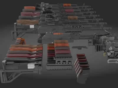AK-74 Pack - game asset Low-poly 3D model