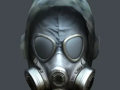 Gas mask helmet 3d model military combat Low-poly Low-poly 3D model 5