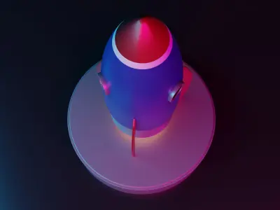 Cartoon Rocket Ship Low-poly 3D model purchase