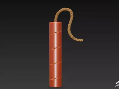 Dynamite Stick Low-poly 3D model