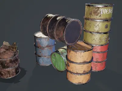 Fuel Barrel Low-poly 3D model