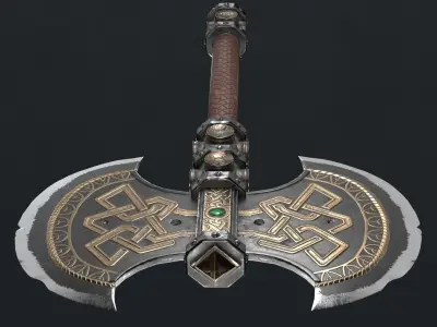 Dwarf battle axe Low-poly 3D model