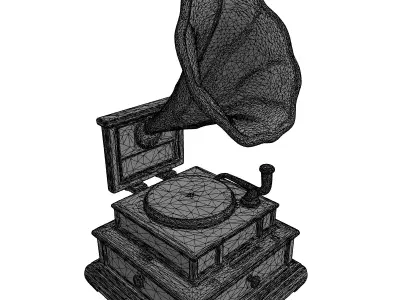 Vintage Gramophone Brass Horn 3D Model Low-poly 3D model