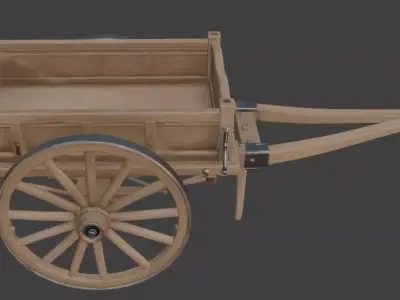 Old Wooden Horse Cart 3D Model 3D model