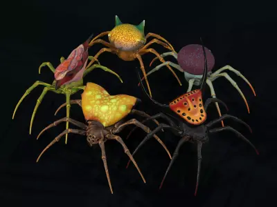 Small Spiders Low-poly 3D model