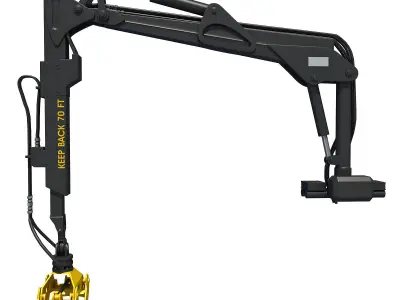 Yellow Forestry Knuckleboom Loader Crane 3D model