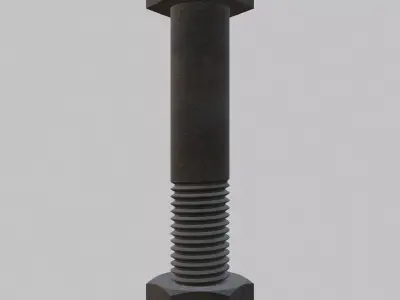 M12 Hex Bolts and Nuts with Rusty Iron Texture Fine Threads 3D model