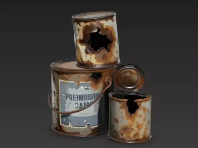 Rusty Damaged Paint Cans  Post-Apocalyptic Wasteland Prop 3D model