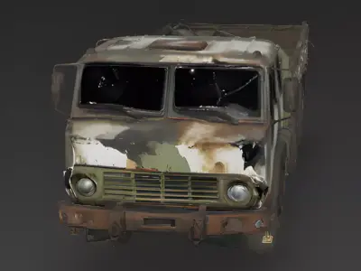 Realistic Wrecked Tactical Military Truck 3D Vehicle Model Low-poly 3D model