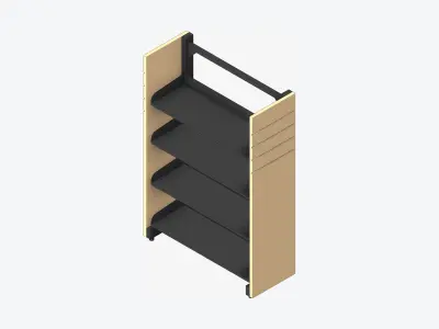 Shelving - Library - Integral - Metal - Single Sided Low-poly 3D model