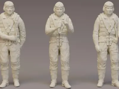 Luftwaffe WWII Aircrew x 3 3D print model