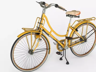 Yellow Vintage City Bicycle 3D model