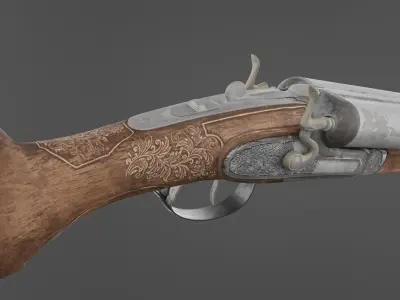 Shot Gun low poly wit texture Low-poly 3D model