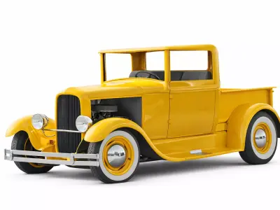1930 Pickup Low Poly 3D Model with Textures Optimized Vintage  Low-poly 3D model