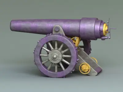 cannon gun weapon artillery war defence stylized pirate old  3D model