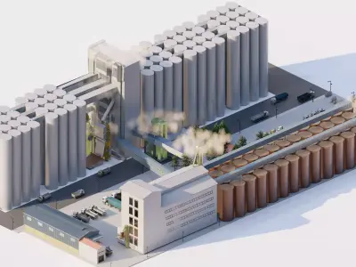 Industrial Factory Silo-Factory building silo-Complex Silos 3D model