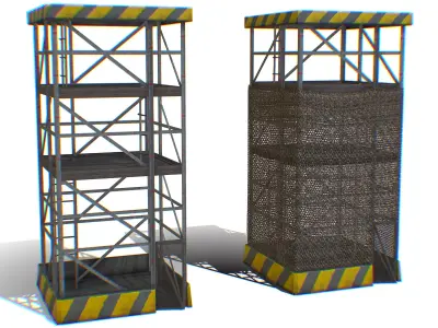 Military Scaffolding Tower Safety Caution Stripe Low-poly 3D model