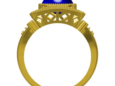 Antique Art Deco Sapphire Diamond Ring 3D print model