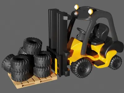 Cartoon Forklift 3D model