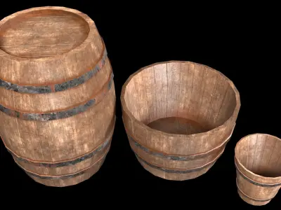 old Wooden Barrel Free low-poly 3D model