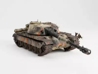 Battle-Damaged Wasteland Tank 3D Model Low-poly 3D model