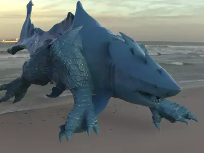 Megalodon Dragon Hybrid with UVs 3D model