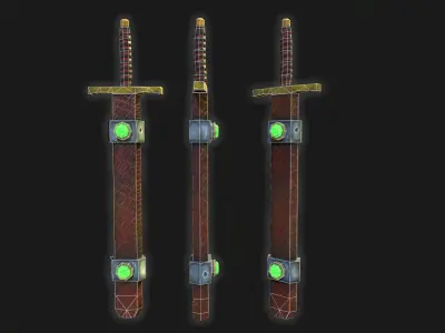 Stylized Long Sword Handpainted Low-poly 3D model