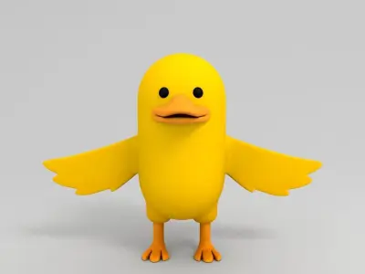 Rigged Yellow Duck Character 3D model