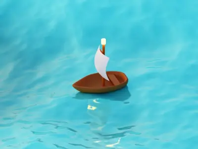 Boat in ocean 3D model