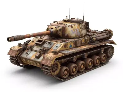 Rusted Post Apocalyptic Tank 3D Model War Torn Vehicle Low-poly 3D model