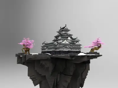 Japanese kingdom flying island 3D model