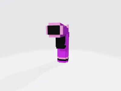 Voxel Pink Pistol Gun Low-poly 3D model