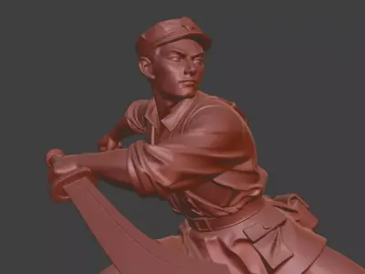 Military sculpture warrior  military battle war hero  soldier 3D print model 23