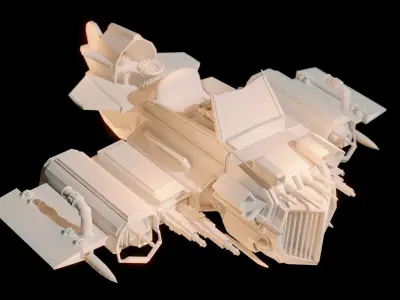 Steampunk Aircraft Low-poly 3D model