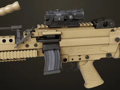 Machine Gun Black and Sandal Magazine All PBR Unity UE 3D model